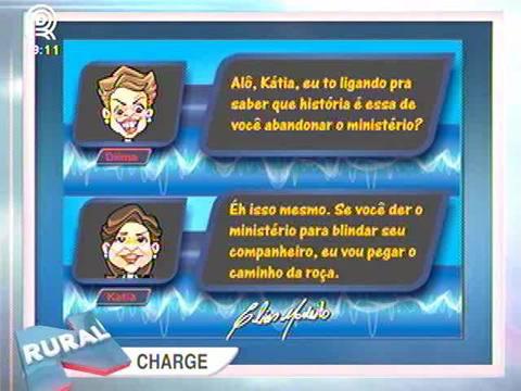 Charge: Dilma dá dica por telefone a Kátia Abreu