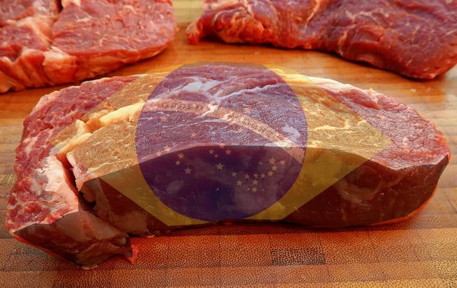 carne bovina estampada com bandeira do brasil