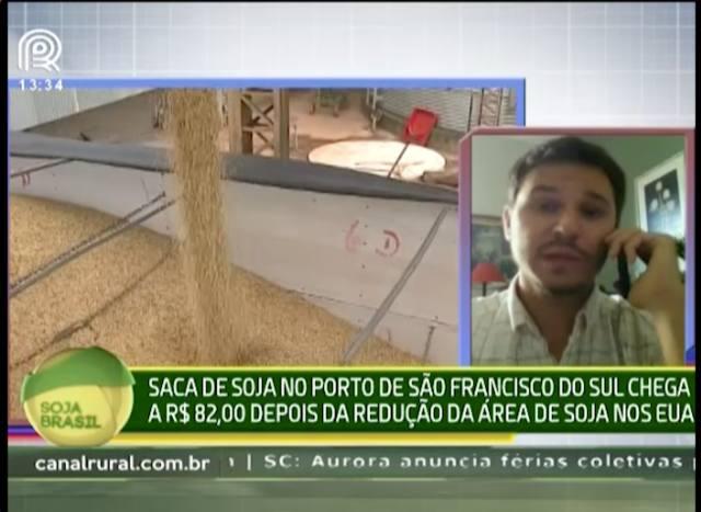 Saca de soja chega a R$ 82 em Santa Catarina
