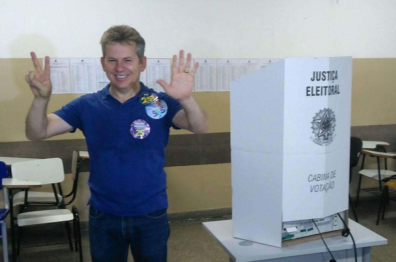 Candidato ao governo do Mato Grosso, Mauro Mendes votou na manhã deste domingo. Foto: Foto: Pedro Silvestre/Canal Rural