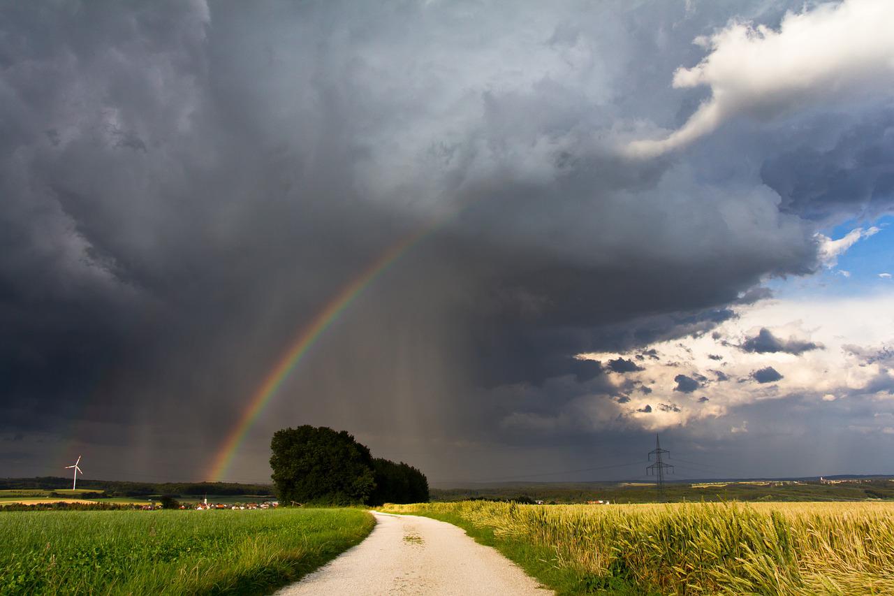 nuvem, arco íris, tempo, chuva, clima, previsão