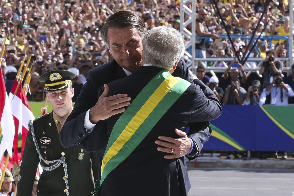 Michel Temer recebe o presidente Jair Bolsonaro no Palácio do Planalto, para cerimônia de transmissão da Faixa Presidencial. Foto: Valter Campanato/Agência Brasil
