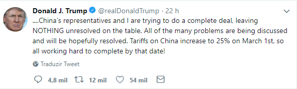Tweet Donald Trump guerra comercial