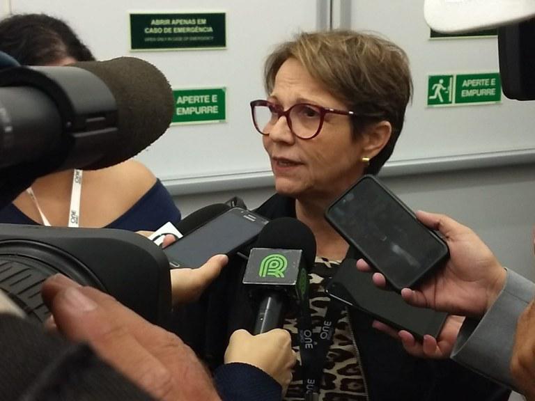 Ministra da Agricultura, Tereza Cristina, fala sobre as taxas de juros do Plano Safra 2019/2020