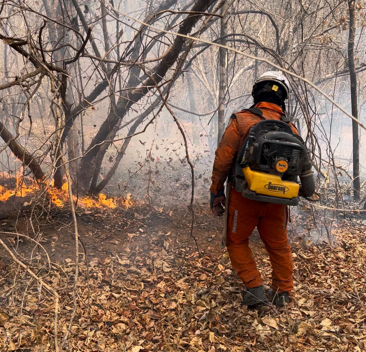 Força tarefa do corpo de bombeiros na Serra da Bandeira, em Barreiras (BA), controlou o fogo que atingia a vegetação de cerrado há quase uma semana