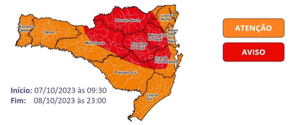 alerta de chuva para Santa Catarina
