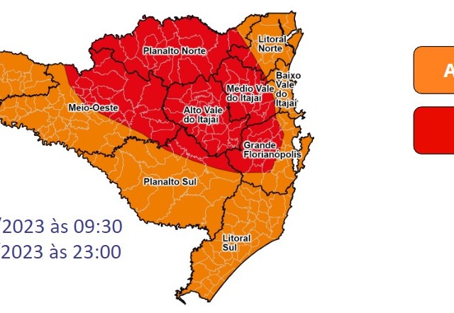 alerta de chuva para Santa Catarina