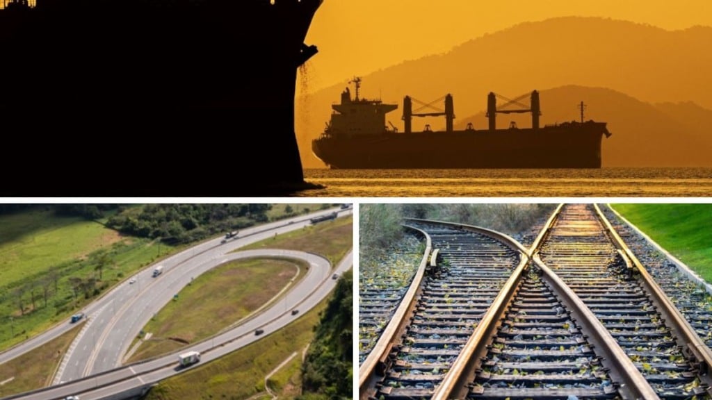 Modais de logística: porto, estrada, ferrovia