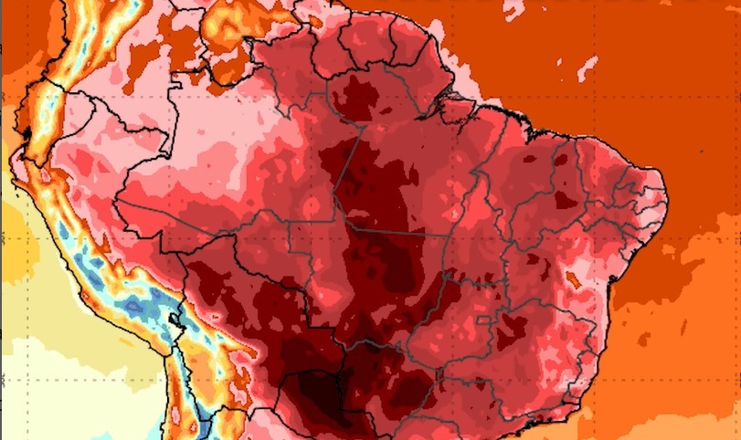 onda de calor no Brasil, pela previsão do tempo do Inmet