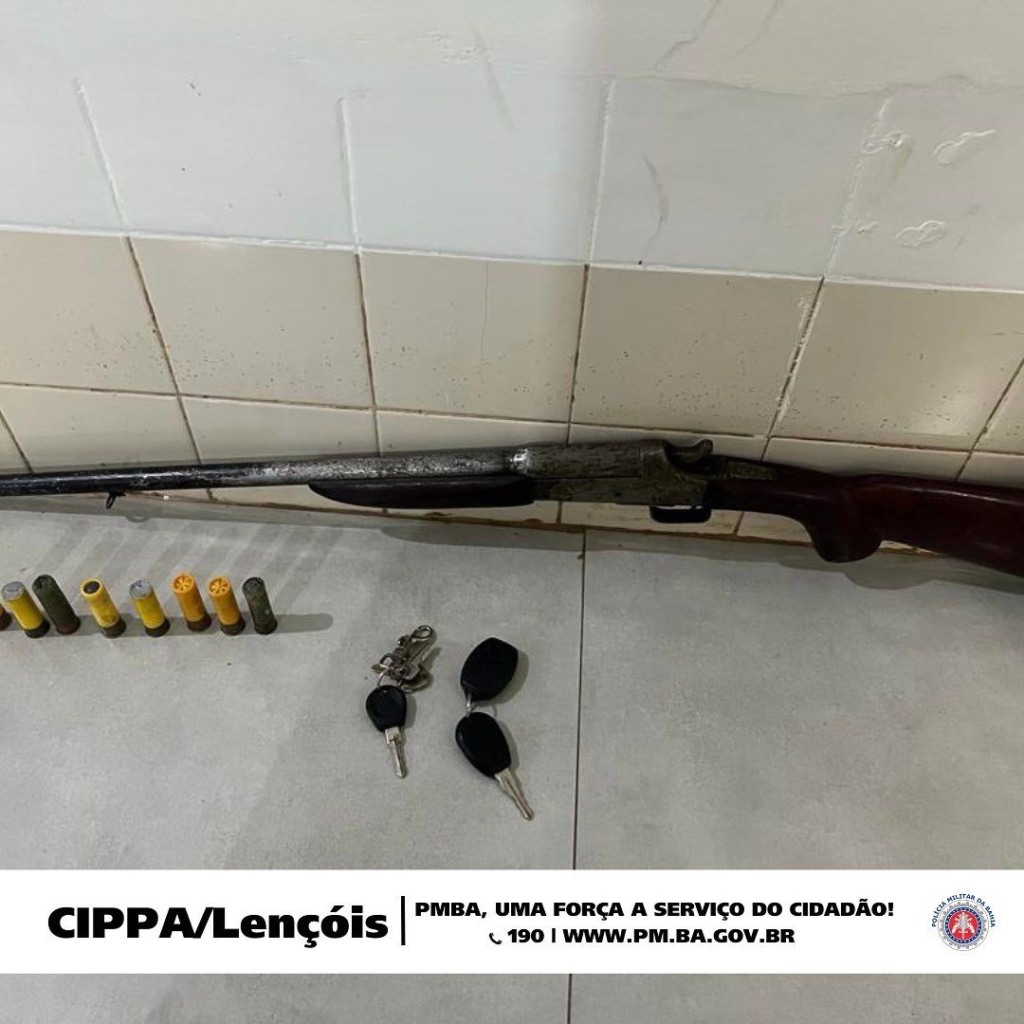 arma, munições e chaves dos veículos apreendidos em operação que confiscou carvão vegetal no oeste baiano