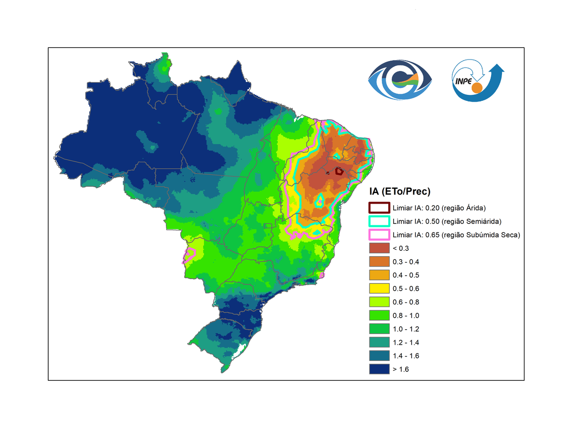 mapa de aridez no Brasil