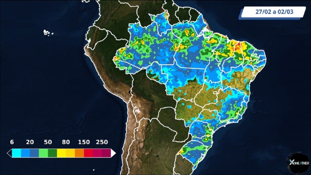 mapa de chuva no Brasil