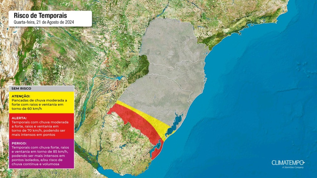 Ciclone e frente fria trazem ventos e chuva intensa ao Sul do Brasil