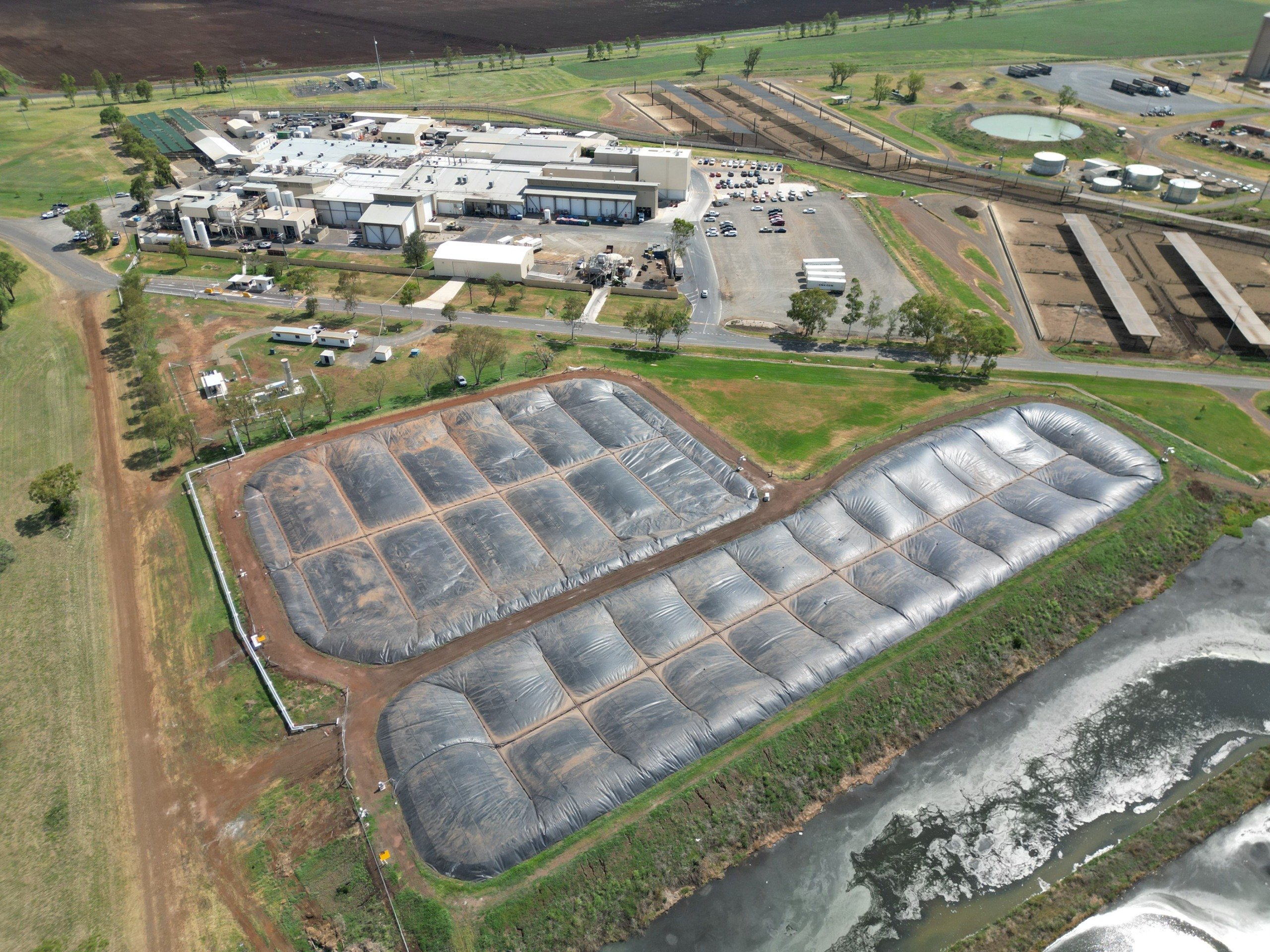 Sistema de captura de biogás na unidade Beef City, na Austrália