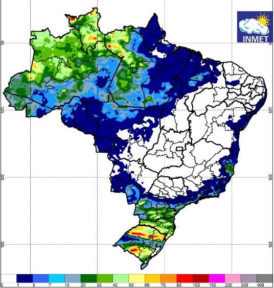 mapa de chuva - tempestades