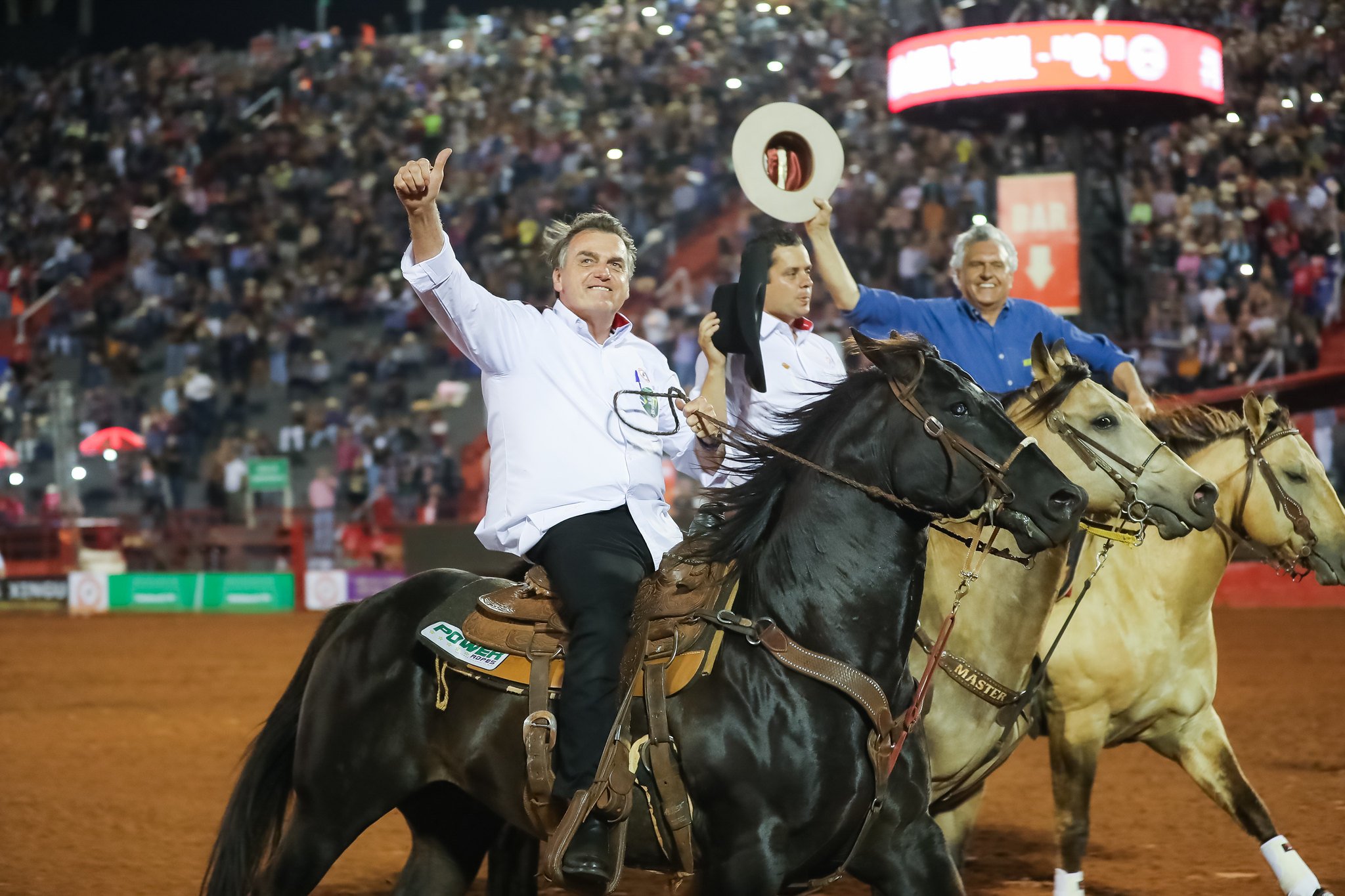 Presidente da República, Jair Bolsonaro, durante Cerimônia de abertura do rodeio da 64ª Festa do Peão de Boiadeiro de Barretos