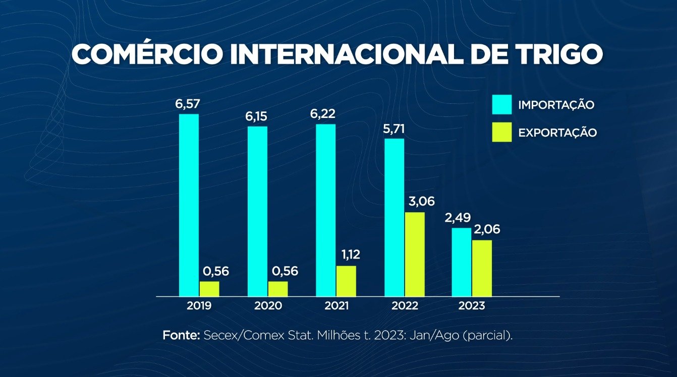 Na parcial de agosto, exportação de trigo já tem 2ª maior marca da história