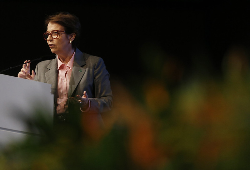 Ministra da Agricultura, Tereza Cristina, durante solenidade de abertura do 1º Congresso Brasileiro de Gestores da Agropecuária