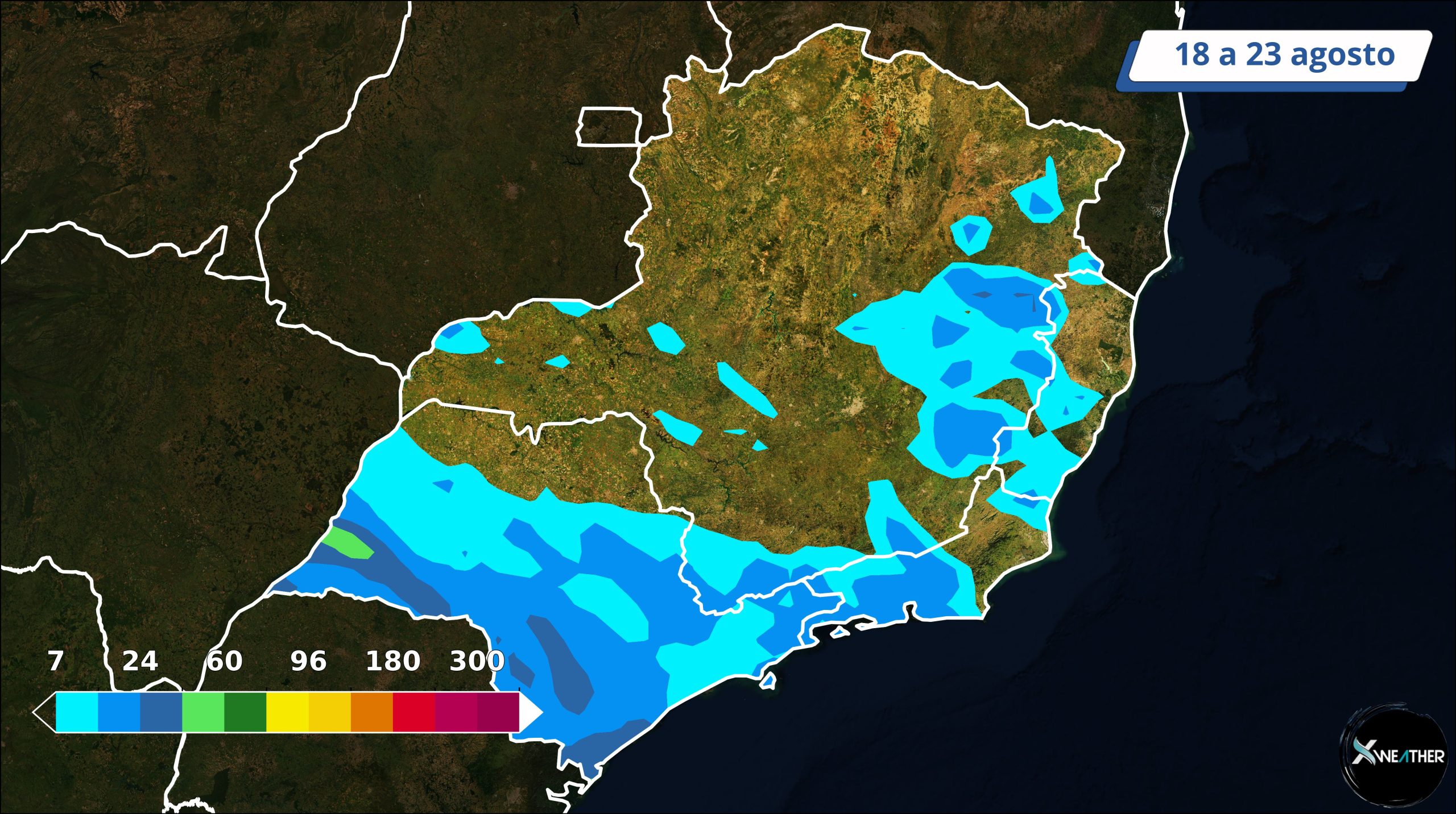 Sudeste - chuva 18 a 23 de agosto