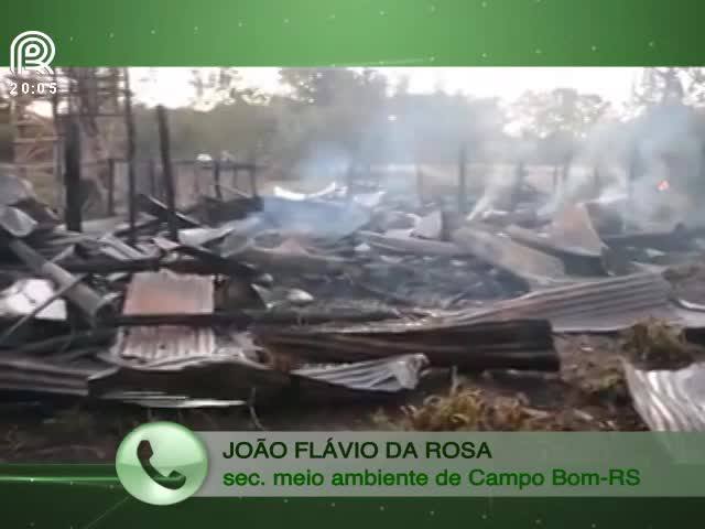 Incêndio em cabanha mata 17 animais no RS