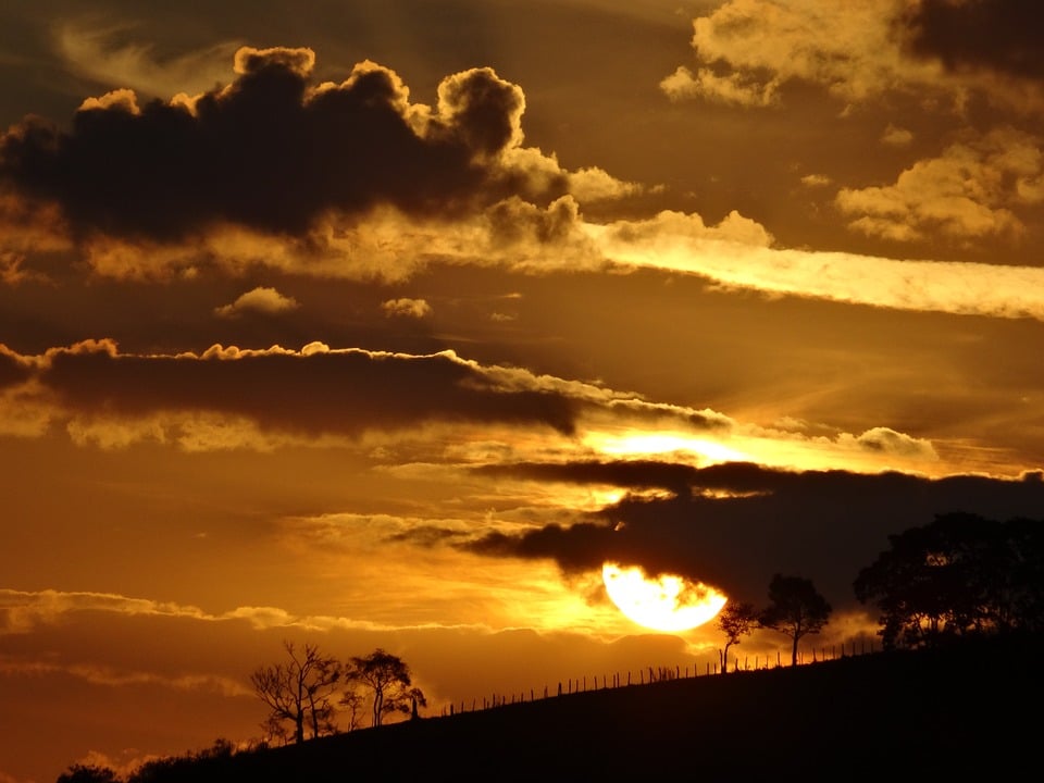 por do sol , tempo, clima, nuvem