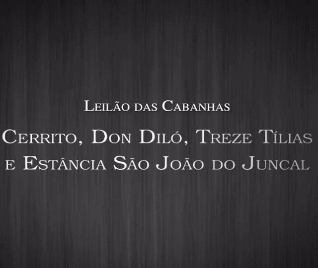 Leilão Cabanhas Cerrito, Don Diló, Treze Tílias e São João do Juncal