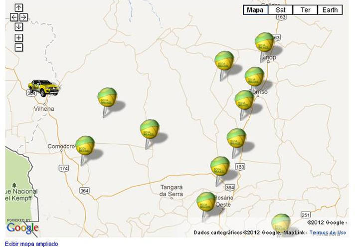 Veja em mapa por qual cidade a expedição Soja Brasil está passando