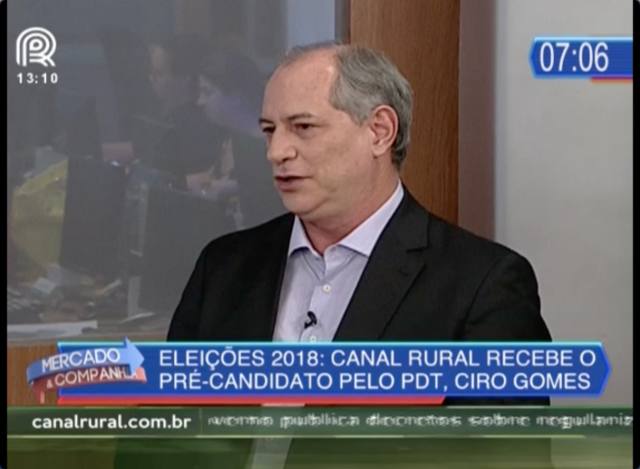 Ciro Gomes: Sem subsídio, agro quebra em 48 meses