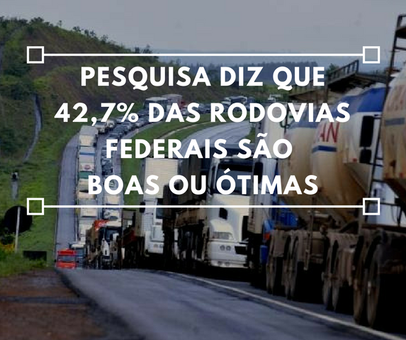 Pesquisa diz que 42,7% das rodovias federais são boas ou ótimas