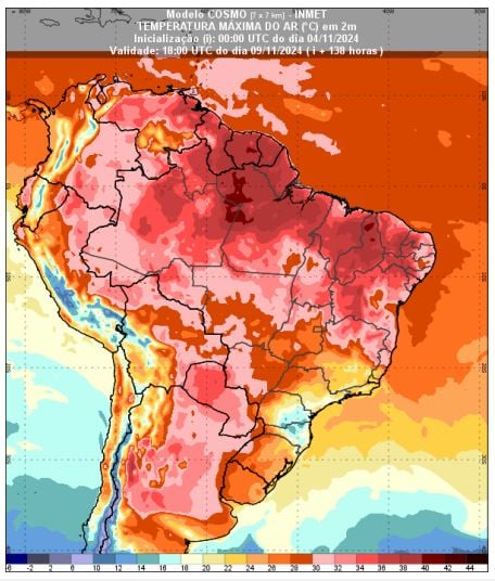 mapa de calor para as 5 regiões