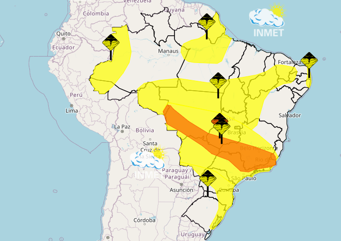 alertas de chuva intensa do Inmet