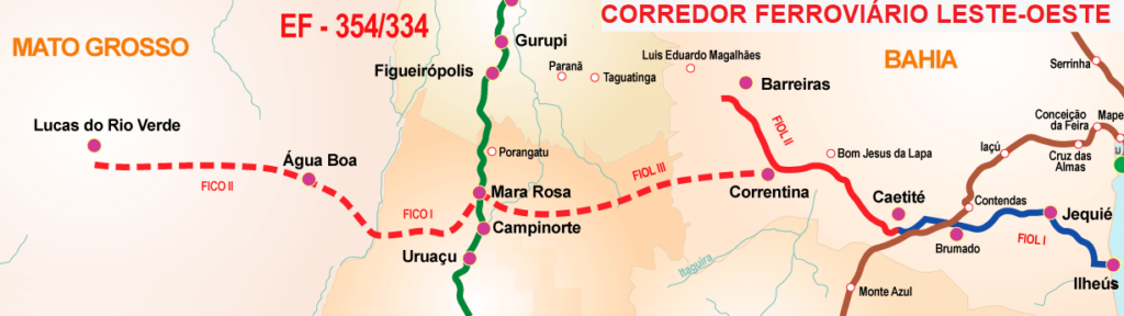 Trecho Fiol 3 entre Correntina e Mara Rosa (GO), ministério dos transportes