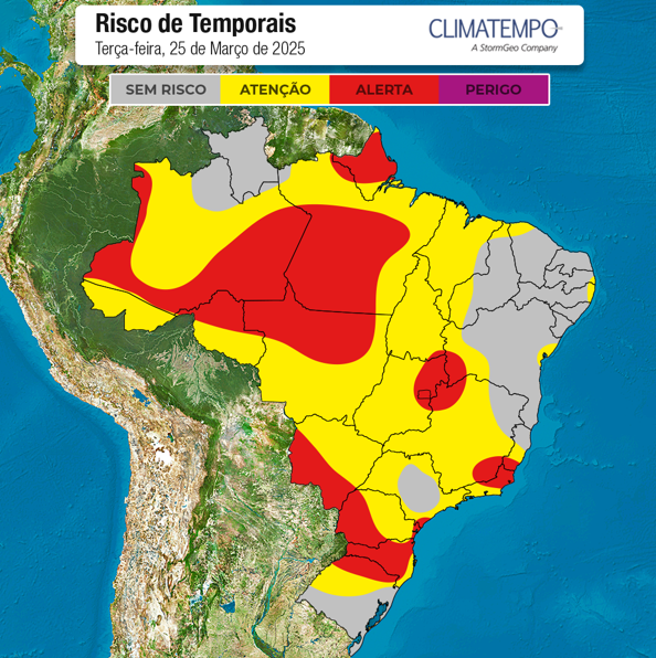 Previsão do tempo, terça-feira, 25 de março de 2025