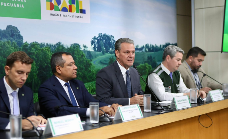 Ministro Carlos Fávaro - coletiva de imprensa gripe aviária