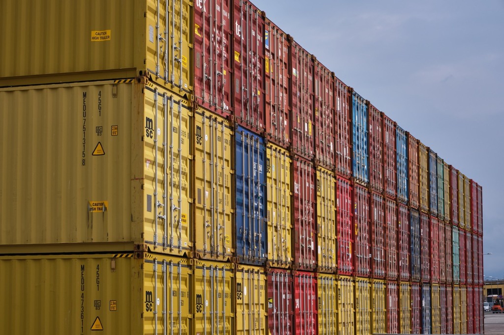contêiner em porto para exportações