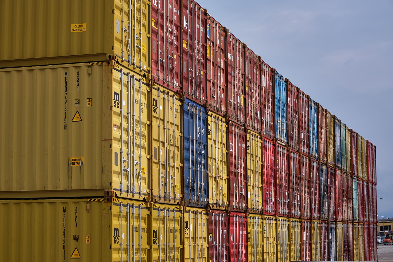 contêiner em porto para exportações
