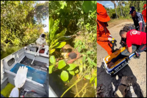 jovem atacado por abelhas durante pescaria em Luís Eduardo Magalhães; resgate do corpo de bombeiros