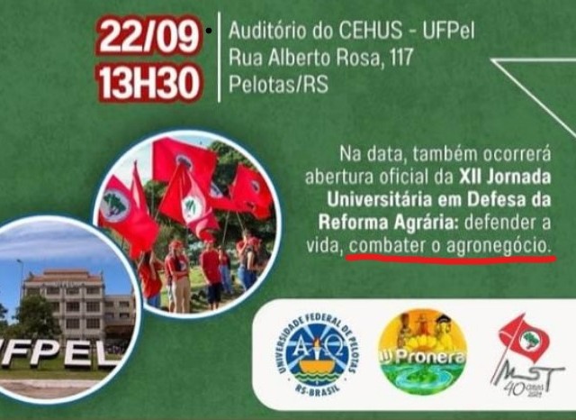 evento UFPel contra o agronegócio