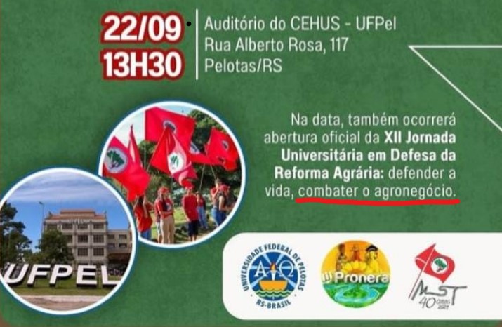 evento UFPel contra o agronegócio