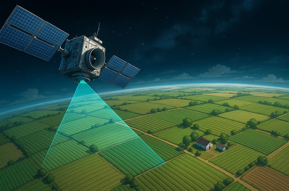 satélite escaneando fazenda - seguro rural