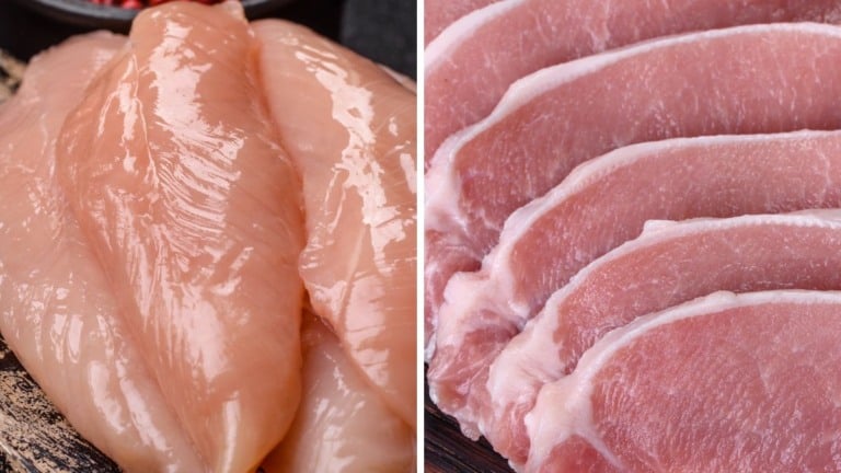 carne de frango e carne de suíno