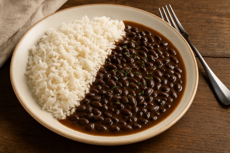 prato de arroz com feijão