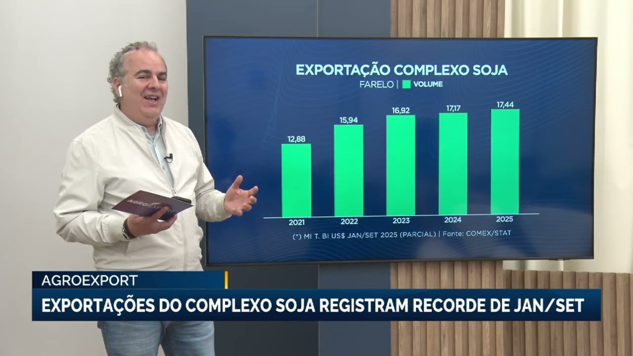 Exportações do complexo soja batem recorde em 2025