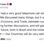 Trump classifica conversa com Lula como ‘muito boa’ e fala em futuras reuniões
