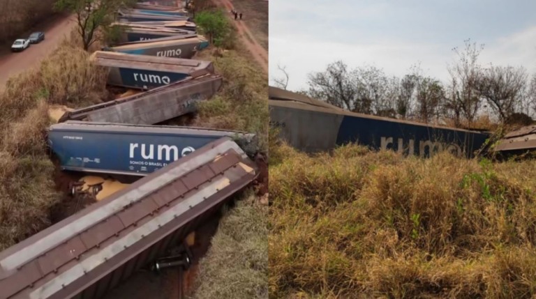 trem descarrilado milho