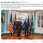 Governo dos EUA quer ‘virar a página’ sobre tarifaço, diz chanceler brasileiro