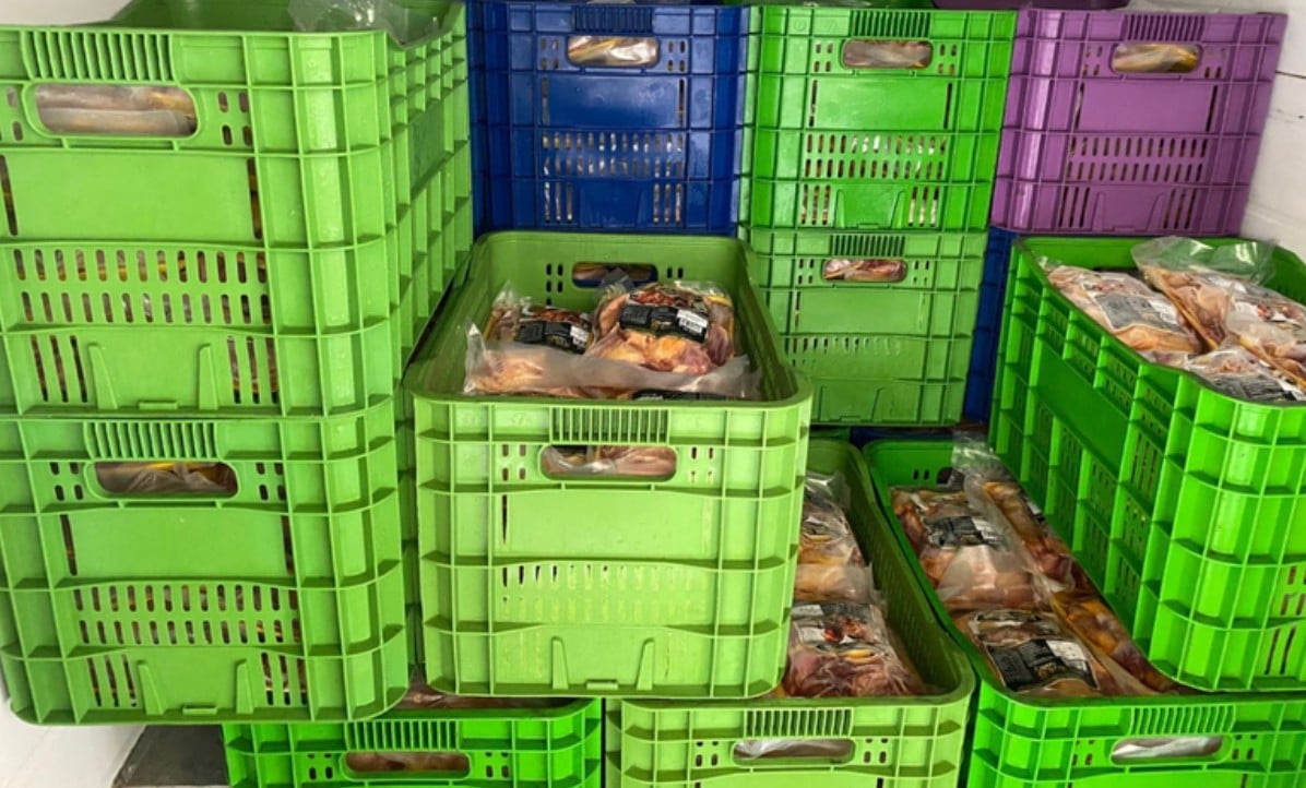 galinha d'angola apreendidas em abatedouro clandestino no Ceará