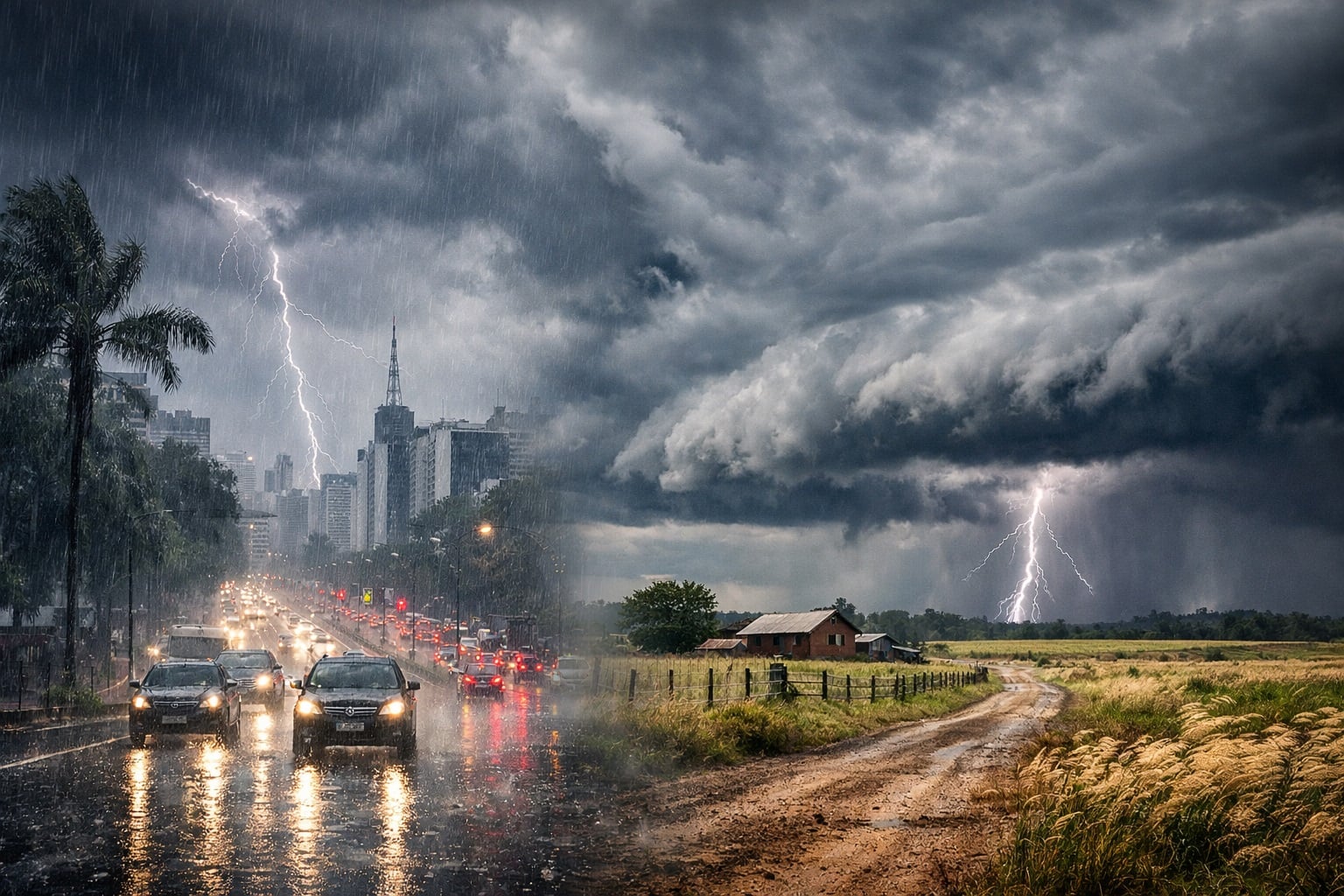 Ciclone se aproxima e causa chuva forte e tempestades em seis estados no fim de semana