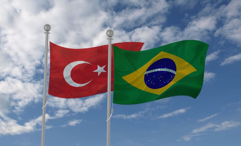 Bandeiras da Turquia e do Brasil