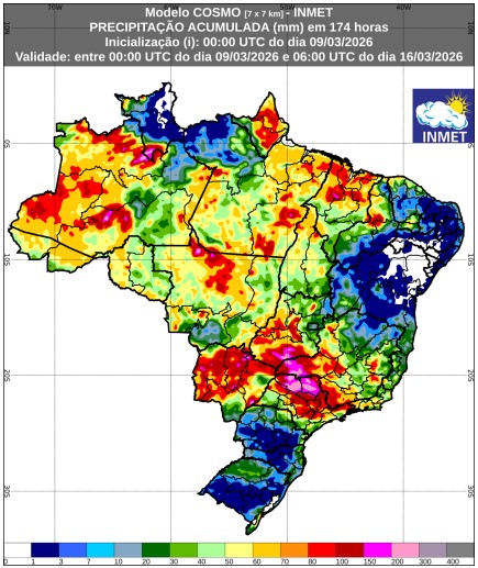 Acumulado de chuva Brasil